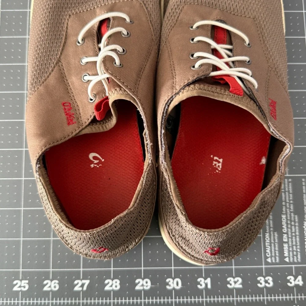 OluKai Nohea Moku Mens 9.5 Brown Slip On Boat‎ Shoes Comfort Outdoor Beachy